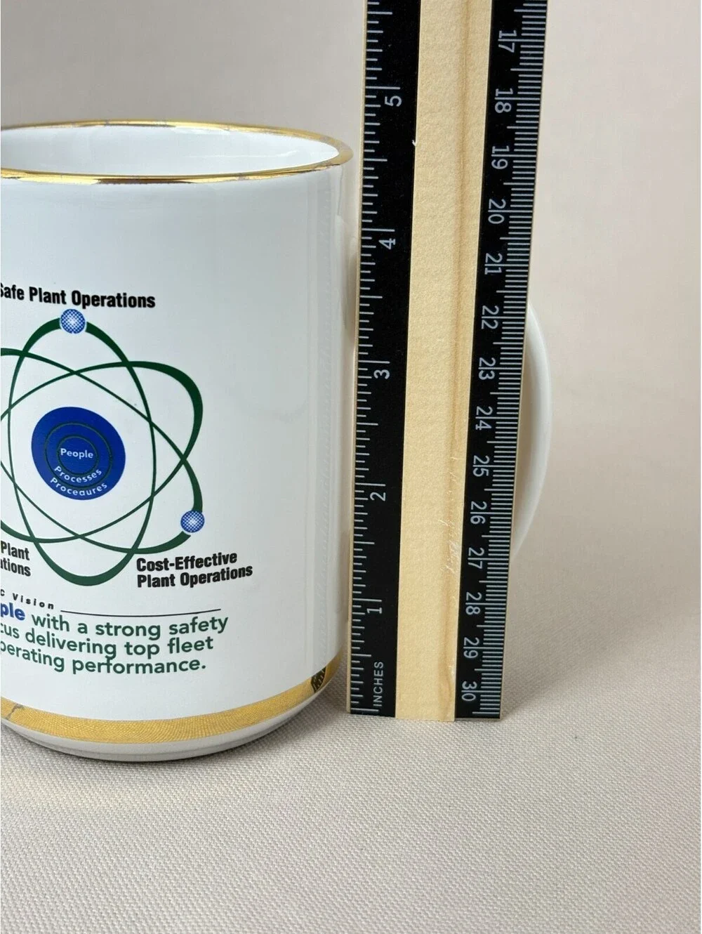 Vintage FENOC FirstEnergy Nuclear Operating Co Coffee Mug Atomic Gold Trim 14oz